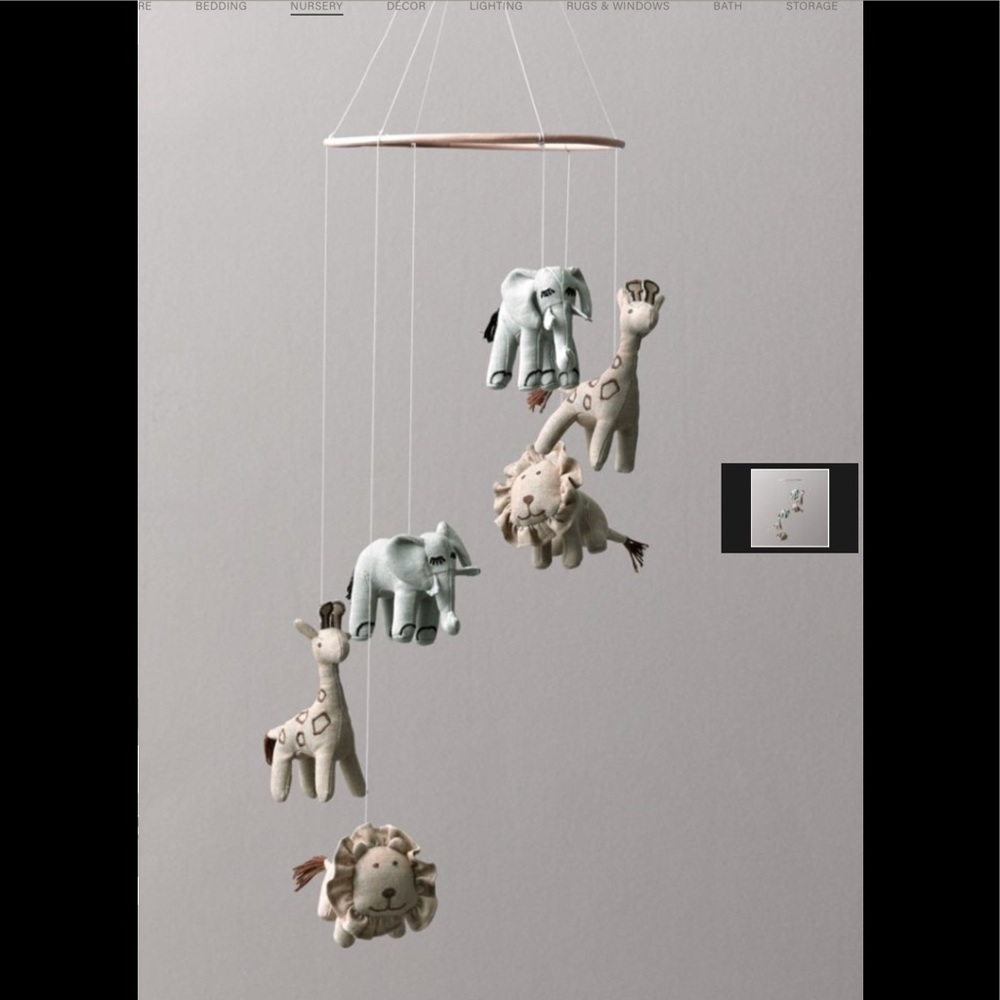 Restoration Hardware Chambray Animal Mobile- NIB